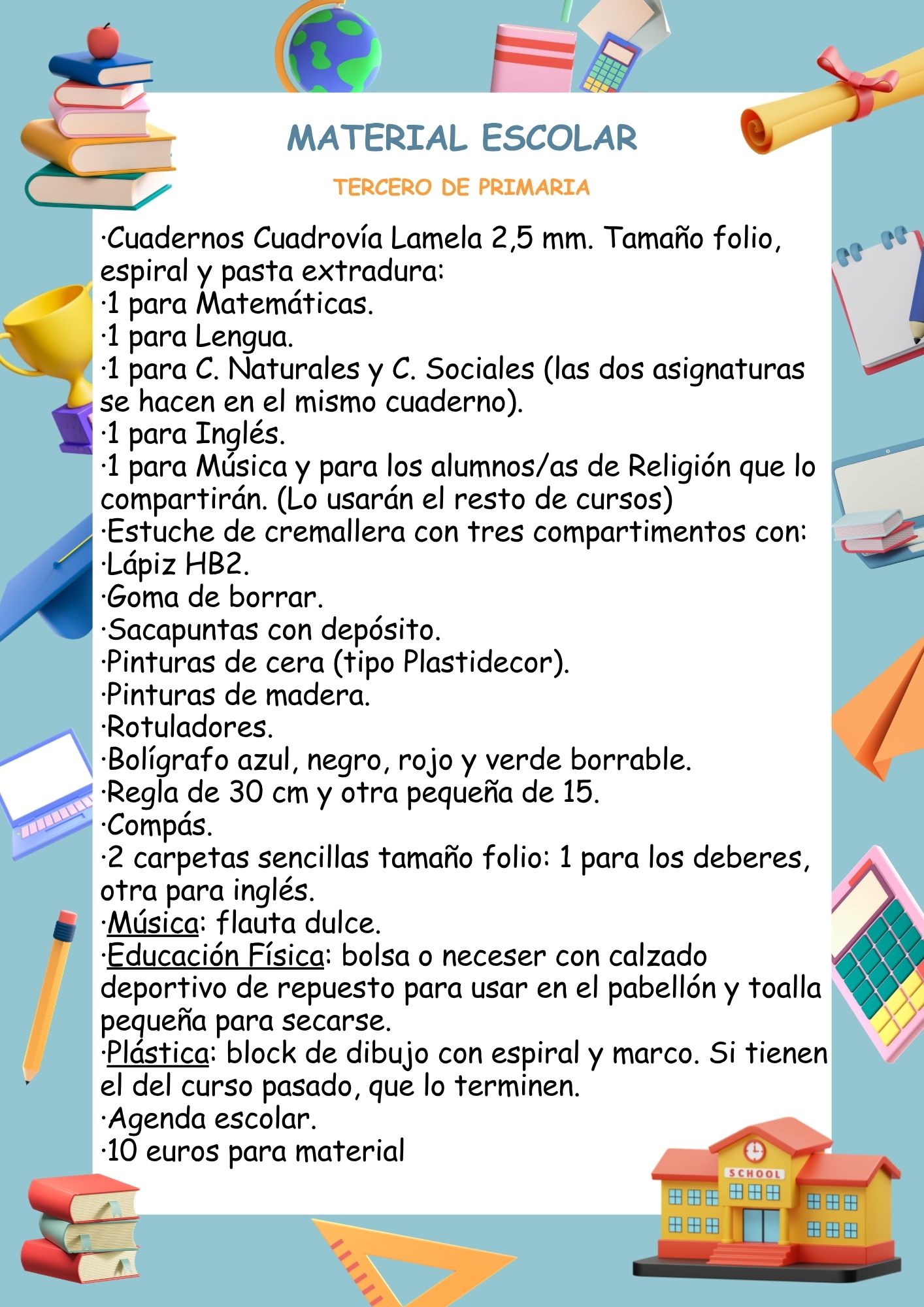 Lista Material Escolar 3º 26-27