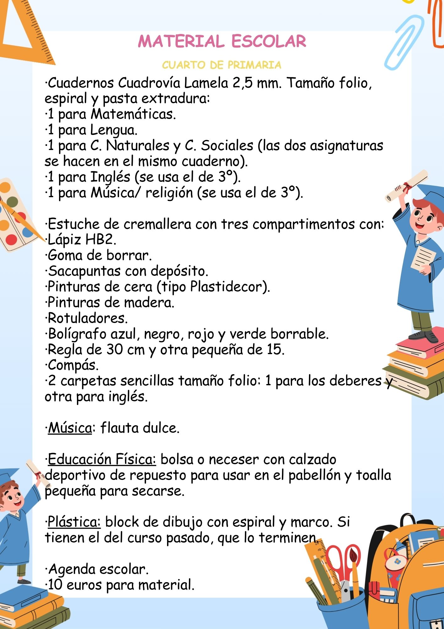 Lista Material Escolar 4º 26-27